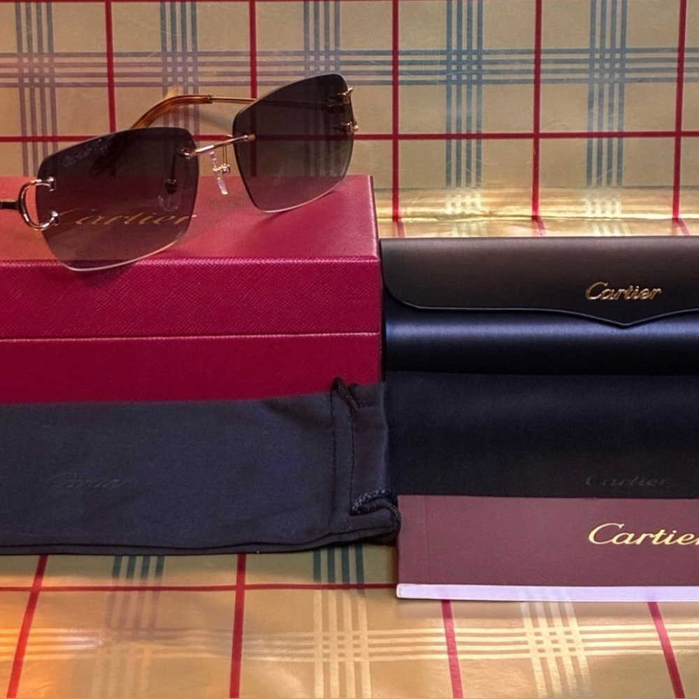 CARTIER UNISEX BIG C RIMLESS SUNGLASSES